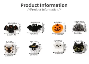 Tableau des tailles détaillé pour pinces à cheveux Halloween aux motifs de citrouille