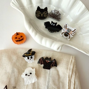 Mini pinces à cheveux Halloween avec fantôme, citrouille, chauve-souris et chat en acrylique
