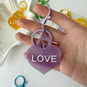 Porte-clés cœur en acrylique coloré avec lettres LOVE et crochets en métal