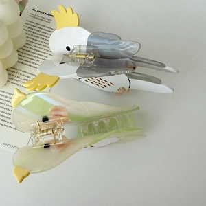 Chic parrot-shaped acetate hair claw clips in colorful bird designs for women accessories