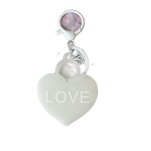 Pendentif porte-clés LOVE blanc en forme de cœur avec fermoir pour décoration
