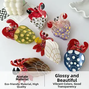Detailed collection of colorful translucent acetate hermit crab hair claws in various patterns