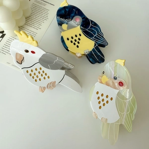 Cute Acetate Parrot Hair Claw Clip Creative Patchwork Bird Animal Shape Shark Clip Fashion Hair Accessories For Women