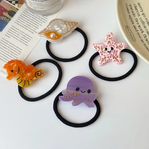Set di elastici per capelli animali marini con conchiglia stella marina e polpo carino