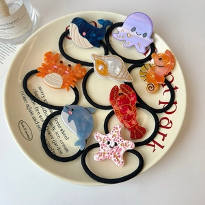 Set di elastici per capelli animali marini con 8 creature su corda elastica