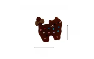 Detail view of acetate kitten hair clip with colorful rhinestones and 4cm size scale