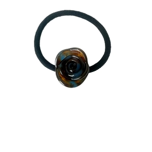 Elegant rose acetate hair tie with high elasticity amber blue floral charm accessory