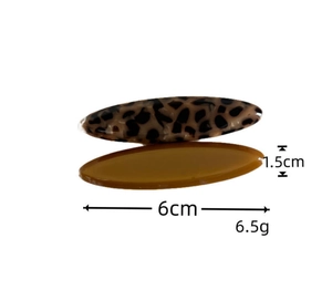 Detail showing dimensions of tortoiseshell and amber resin duckbill hair clips set