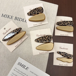 Vintage Acetate Tortoise Shell Yellow Leopard Print Duckbill Hair Clips Women Fashion Bangs Clip Mature Style Hair Accessories