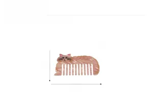 Pink marble pattern cat-shaped hair comb with product dimensions 12cm x 6cm