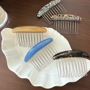 French style handmade acetate hair combs with metal teeth in assorted tortoise patterns