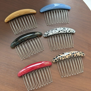 French Vintage Acetate Metal Hair Comb For Women Elegant Tortoiseshell Leopard Pattern Hair Clip Handmade Hair Styling Accessory Gift