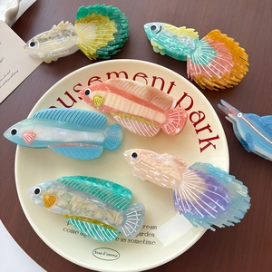 Pince à Cheveux en Acétate Forme Poisson Série Océan Guppy Poisson Dragon Voilier Pince Requin Accessoires Cheveux Femme