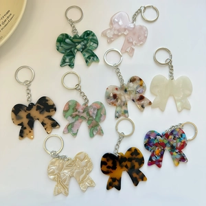 Porte-clés Créatif en Acétate avec Nœud Papillon Charme de Sac à Motif Marbre Accessoires de Pendentif de Téléphone Portable