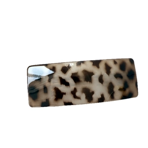 French vintage leopard print rectangular acrylic hair clip with tortoiseshell pattern