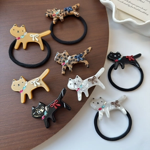 Lot de 7 chouchous chat léopard avec strass brillants et nœuds décoratifs