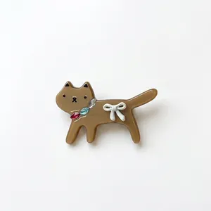 Pince à cheveux chat léopard mignon avec strass colorés et nœud papillon blanc