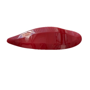 Glossy bright red swallowtail hair claw clip in a streamlined leaf shape for women