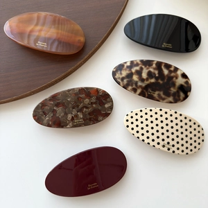 French Retro Oval Cellulose Acetate Hair Clip Handmade Tortoiseshell Polka Dot Barrette Spring Clip Hair Accessories For Women