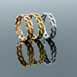 Cuban Link Ring 304 Stainless Steel Hollow Chain Vintage Industrial Style Band For Men Women Daily Fashion Jewelry