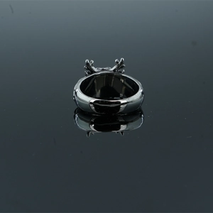 Vintage punk dragon head ring for men made of durable titanium steel in dark gunmetal finish