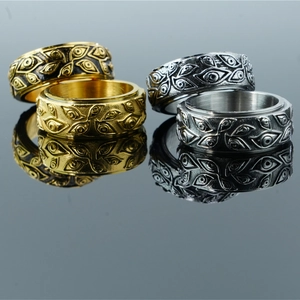 Rotatable Stainless Steel Evil Eye Spinner Ring For Men Women Vintage Gothic Punk Style Titanium Steel Finger Ring Jewelry