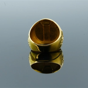 Bague chevalière égyptienne Toutânkhamon pour homme en acier inoxydable doré