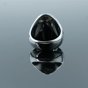 Polished stainless steel barber ring for men featuring a wide band design and mirror finish