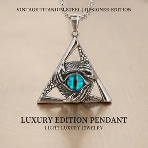 Gothic Vintage Titanium Steel Triangle All Seeing Eye Pendant Only Mysterious Evil Eye Jewelry For Men Without Chain