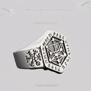 Retro Viking Tree Of Life Titanium Steel Ring For Men Nordic Runic Signet Ring Gothic Vintage Punk Finger Ring Jewelry Gift