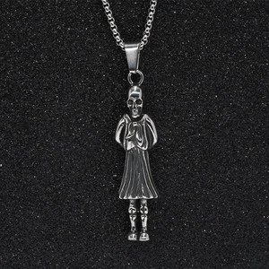 Collana con ciondolo a scheletro 3D gotico in acciaio inossidabile vintage e catena