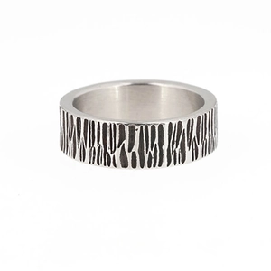 Adjustable minimalist open ring with vintage tree bark texture for men and women