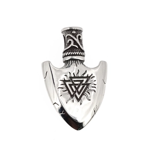Vintage Silber Viking Schild Pfeil Halskette mit Valknut Symbol für Herren