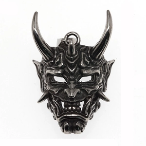 Gothic hannya mask pendant in vintage silver stainless steel for hip-hop style necklaces