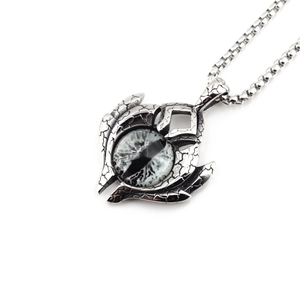 Vintage punk dragon eye pendant necklace with stainless steel box chain for men