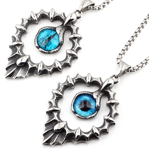 Collier Rétro Oeil de Dieu Tournesol Pour Hommes Femmes Acier Titane Hip Hop Gothique Pendentif Oeil de Dragon Bijoux Chaîne Punk