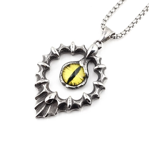 Collier en acier titane vintage avec pendentif œil du diable tournesol style hip-hop
