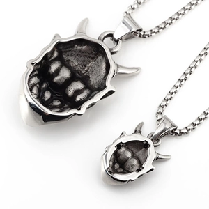 Retro stainless steel Hannya mask demon pendant necklace with silver finish for men