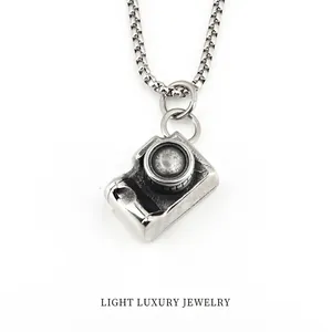 Vintage Camera Pendant Necklace Stainless Steel Antique Silver Hip Hop Retro Style Unisex Photography Lover Gift Jewelry