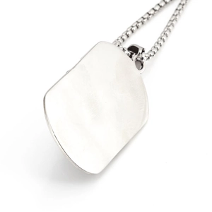 Collana con piastrina in acciaio inossidabile argento con catena veneziana per uomo