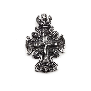 Pendentif croix hibou gothique vintage en acier inoxydable vieilli pour homme