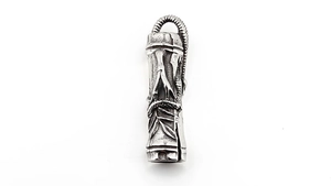 Detailed view of retro stainless steel snake pendant with bamboo textured scales