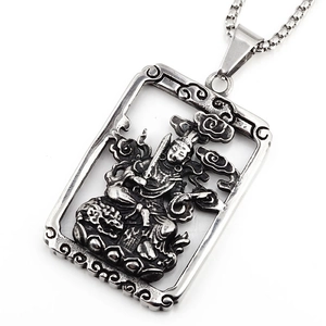 Vintage Buddha Anhänger aus oxidiertem Silber mit Edelstahlperlenkette für Damen und Herren