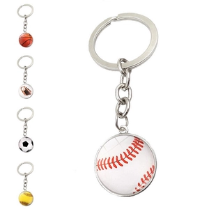 Sportball Schlüsselanhänger Zinklegierung Glas Basketball Fußball Baseball Anhänger Schlüsselring Zubehör Für Sportliebhaber