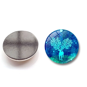 Christmas elk crystal glass fridge magnet showing front deer pattern and magnetic back