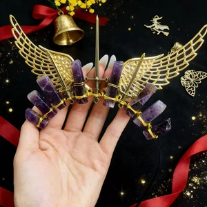 Gotik Naturkristall Engelsflügel Schwert Stirnband Handgefertigte Tiara Für Cosplay Geburtstag Hochzeit Party Damen Haarschmuck
