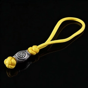 Handmade Crystal Paracord Keychain With Spartan Viking Metal Bead Retro Tactical EDC Lanyard Key Ring For Men Women Gift