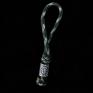 Handmade Viking paracord keychain with Vegvisir compass bead in a military tactical style