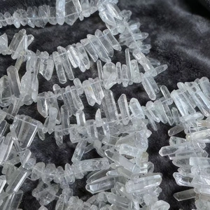 Natural White Agate Clear Quartz Crystal Point Beads Raw Stone Irregular Columnar For DIY Jewelry Making Necklace Pendant Strand