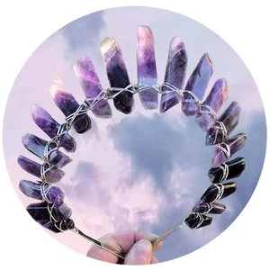 Serre-tête couronne de cristal d'améthyste de luxe pour mariage et accessoires de cheveux